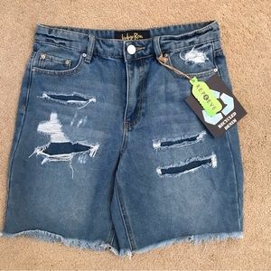Indigo Rein High Waist Distressed Denim Shorts NEW Womens Size 7 Blue